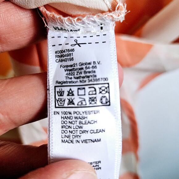 Forever 21 Women's M Chevron Stripe Blouse Orange White Lightweight Semi Sheer - Picture 6 of 6